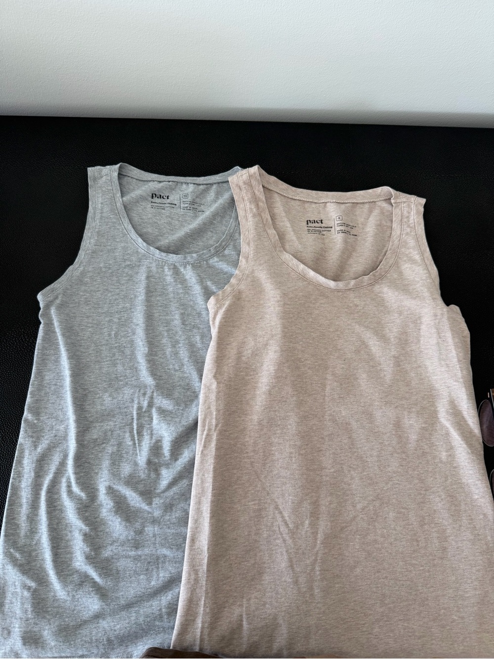 Pact Women’s Cotton Blend Bandeau Tanks - Heather Gray & Light Taupe